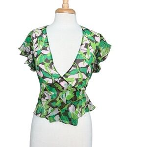 Diane von Furstenberg Patulia Silk Wrap Sheer Blouse Size 4